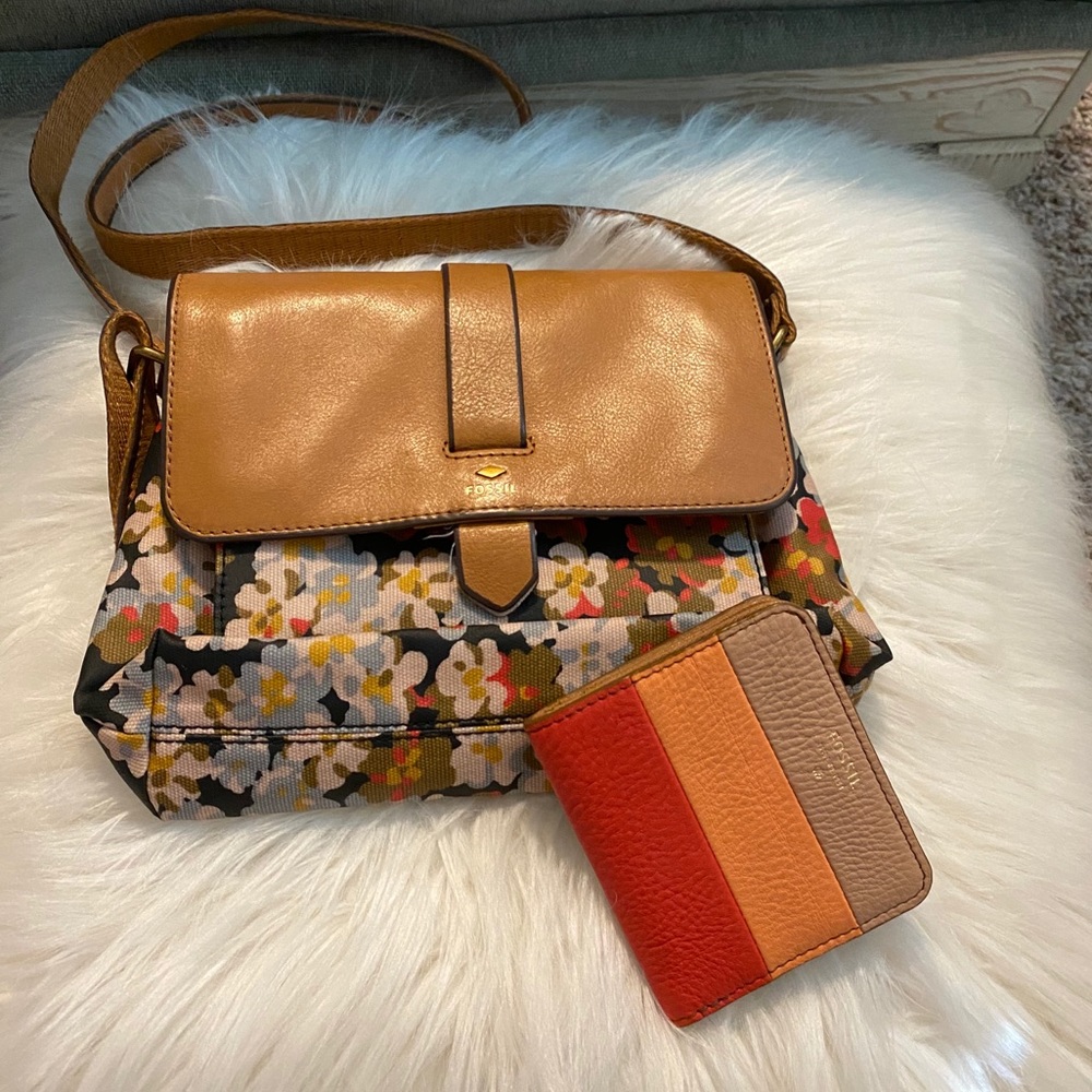 Fossil Crossbody Purse & Wallet Bundle